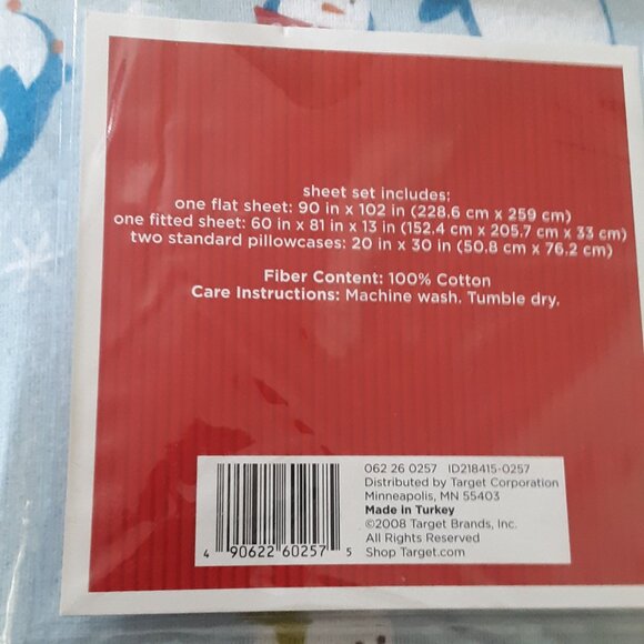 Penguin Polar Bear Queen 100% Cotton Flannel Sheet Set Blue Fits Up To 15" - Picture 4 of 4